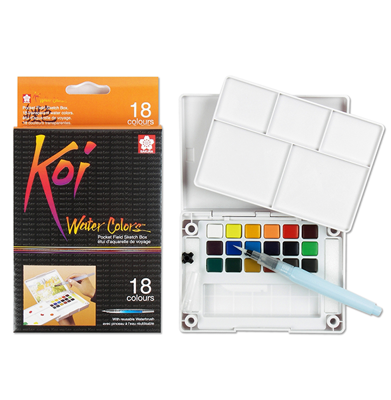 SKXNCW-18N Sakura Koi Water Color Pocket Field Sketch Box- 18 colors