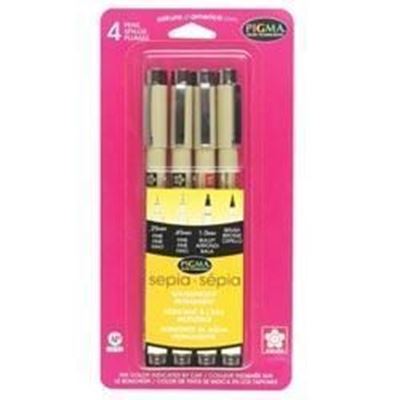 SK50040 Sakura Pigma Brush Pen, drawing 4pc set- sepia