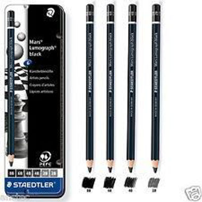 MS100BG6 Staedtler Lumograph Jet Black, Matt Graphite 6 Set