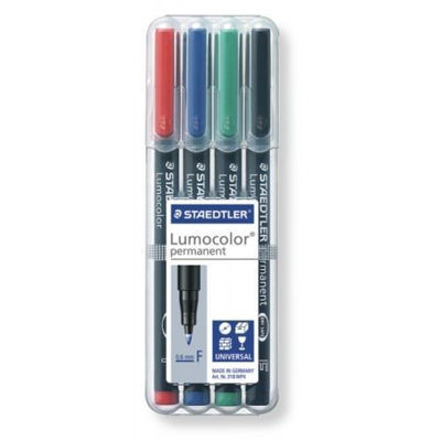 MS318WP4 Staedtler Lumocolor Permanent Marker- Fine 4pk