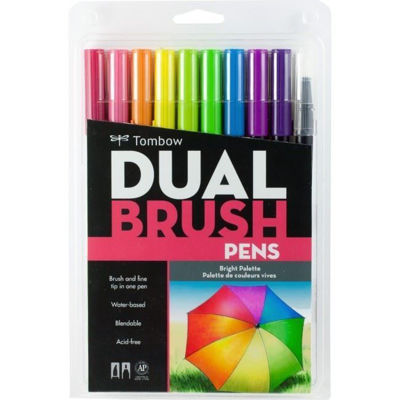 TB56185 Tombow ABT Dual Brush Pen 10 Set - Bright