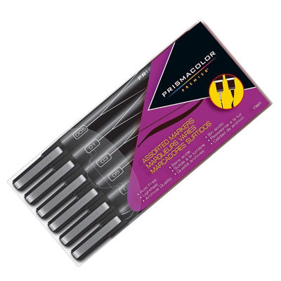  SA1736673 	 Prismacolor Fineline Marker Black 6pk Mixed Sizes 