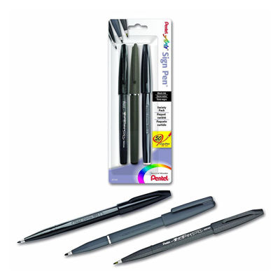 Pentel Sign Pen Assorted Styles 3-Pk
