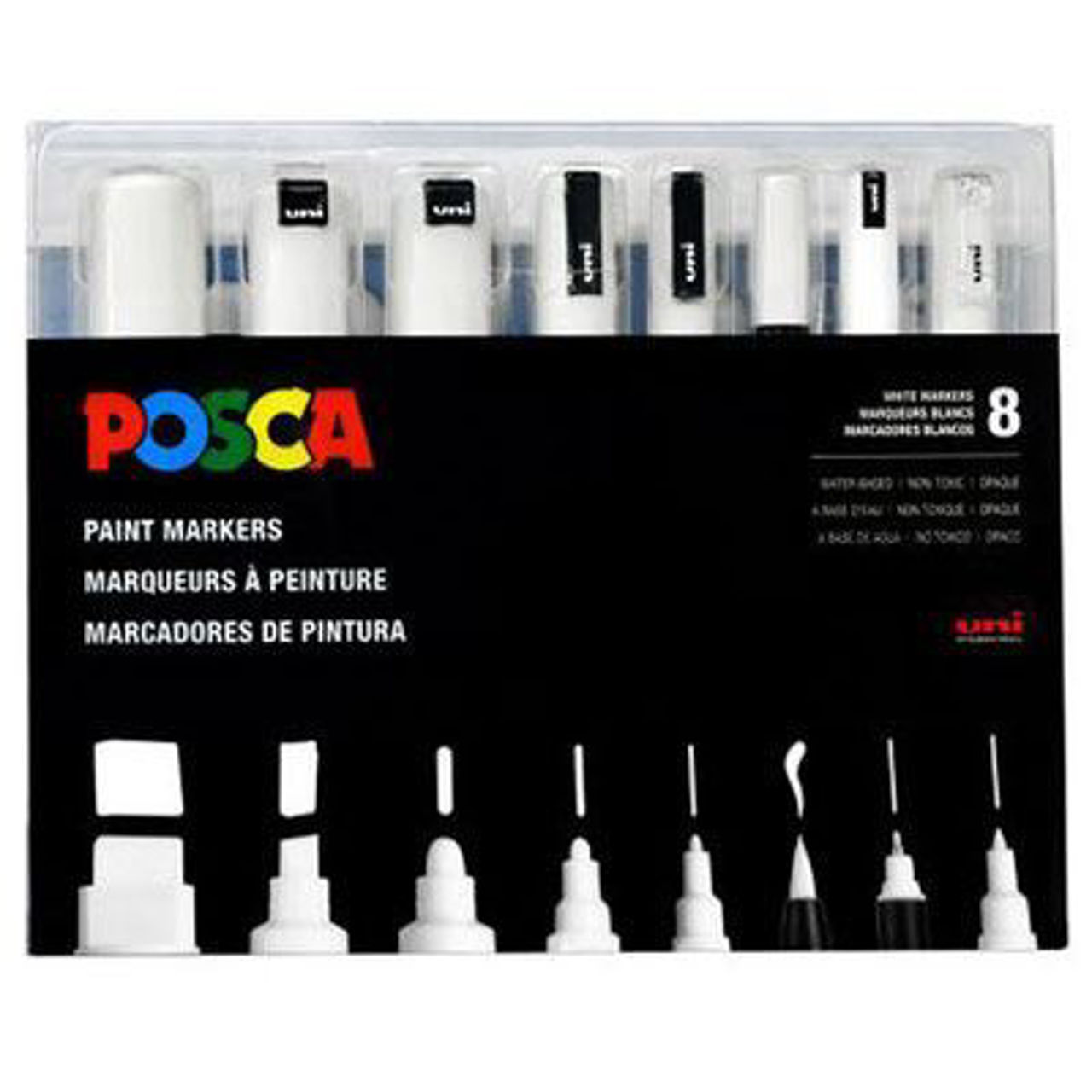 Show details for POSCA Acrylic Paint Marker 8pc Set - White Picture of POSCA Acrylic Paint Marker 8pc Set - White