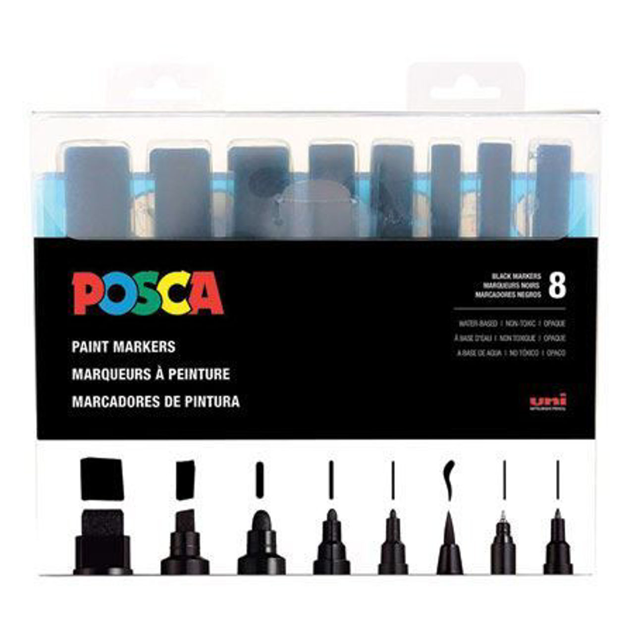 Show details for POSCA Acrylic Paint Marker 8pc Set - Black Picture of POSCA Acrylic Paint Marker 8pc Set - Black