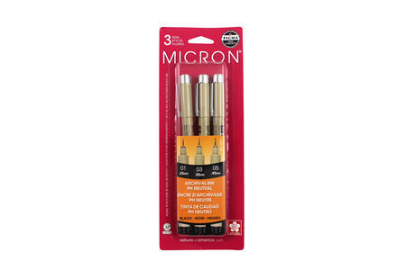 Sakura 6-Piece Pigma Micron Ink Pen Set, Black, 0.20 mm